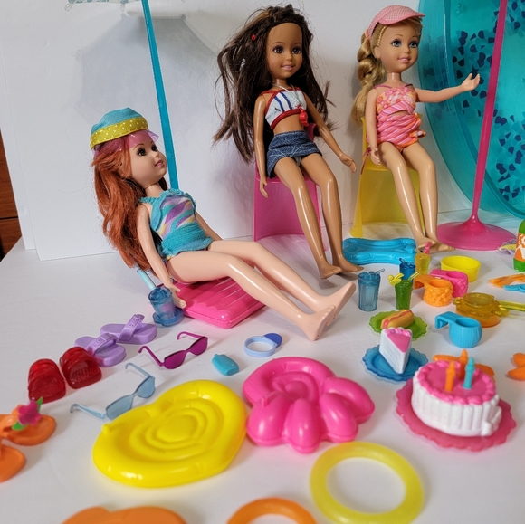 Vintage BARBIE WEE 3 FRIENDS POOL And Patio PARTY PLAYSET MATTEL 2004 - Picture 4 of 15